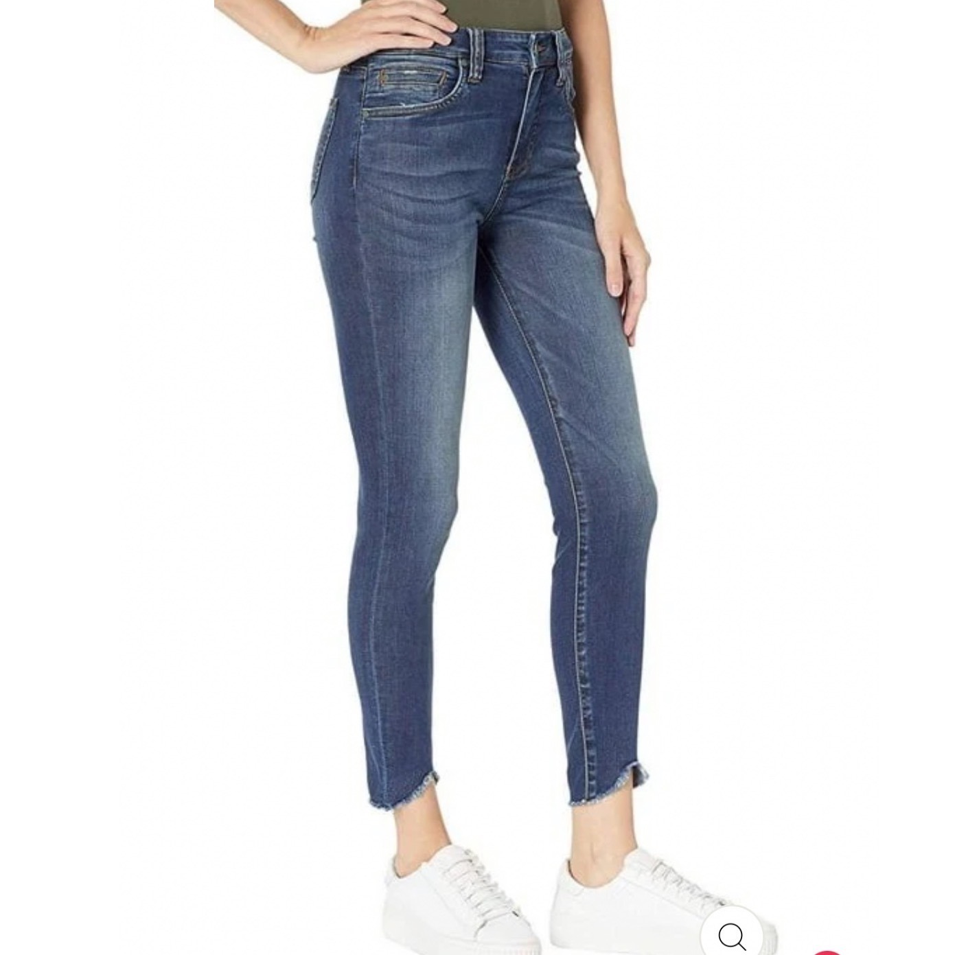 Kut From The Kloth Connie Skinny Crop Jeans Dark Wash High Rise Frayed Hem Sz 14